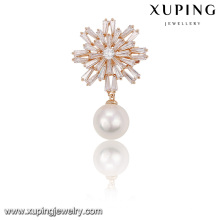 00023-xuping broches de oro de moda, broche al por mayor solo broche de perlas